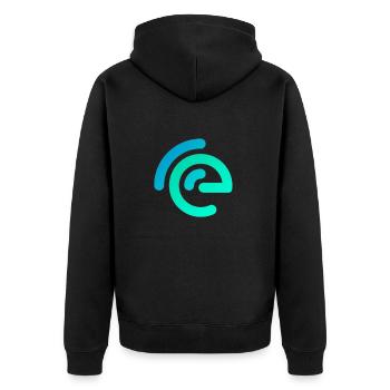 Digital Pulse - The Emblem of Connectivity - Unisex Premium Bio Zip Hoodie - Schwarz - Hinten - Nico (187cm)