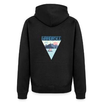 Lake garda - Unisex Premium Organic Zip Hoodie - black - Back - Nico (187cm)