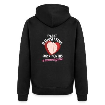 Im just babysitting for 9 months Design - Unisex Premium Organic Zip Hoodie - black - Back - Nico (187cm)