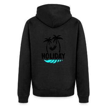 palms relax holiday - Unisex Premium Bio Zip Hoodie - Schwarz - Hinten - Nico (187cm)