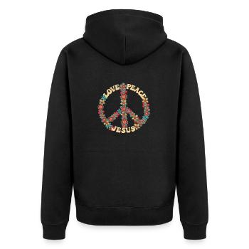 Love peace jesus christian hippie jesus christ - Unisex Premium Organic Zip Hoodie - black - Back - Nico (187cm)