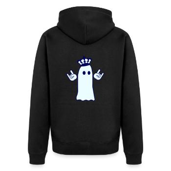 Süßer Metal Halloween Geist König Krone Gespenst - Unisex Premium Bio Zip Hoodie - Schwarz - Hinten - Nico (187cm)