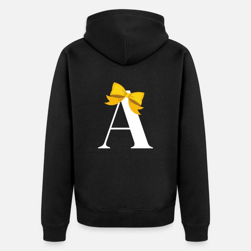 Lettre a nœud jaune - Veste à capuche bio Premium Unisexe - noir