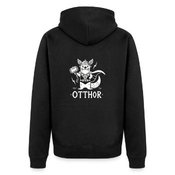 Otthor Otter Lustig Wikinger Wortspiel Wikinger Otter Odin - Unisex Premium Bio Zip Hoodie - Schwarz - Hinten - Nico (187cm)