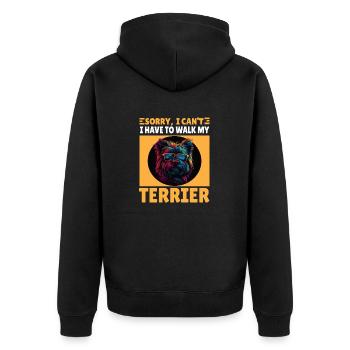 Funny Terrier Saying Dog Gift - Unisex Premium Organic Zip Hoodie - black - Back - Nico (187cm)