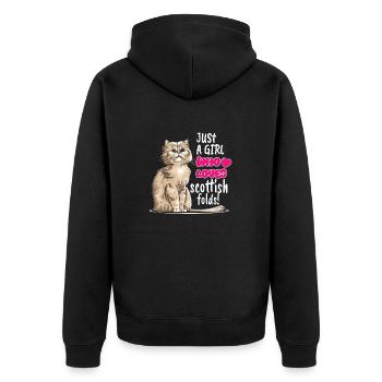 Scottish Fold Cat - Unisex Premium Organic Zip Hoodie - black - Back - Nico (187cm)