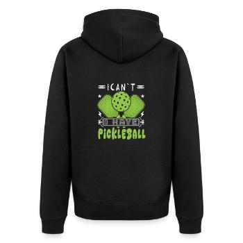 Ich kann nicht haben, ich habe Pickleball lustiger Slogan - Unisex Premium Bio Zip Hoodie - Schwarz - Hinten - Nico (187cm)
