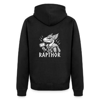 Raptor Rapthor lustig Wikinger Wikinger Wortspiel Dinosaurier - Unisex Premium Bio Zip Hoodie - Schwarz - Hinten - Nico (187cm)