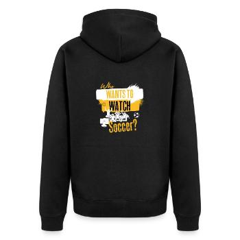 Qui veut regarder le football ? Diffusion des fans de football - Veste à capuche bio Premium Unisexe - noir - Dos - Nico (187cm)