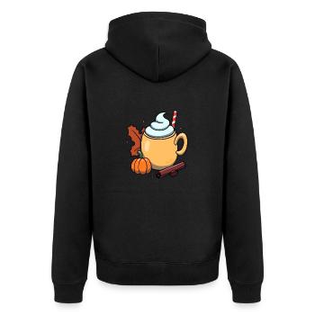 Pumpkin Spice - Unisex Premium Bio Zip Hoodie - Schwarz - Hinten - Nico (187cm)