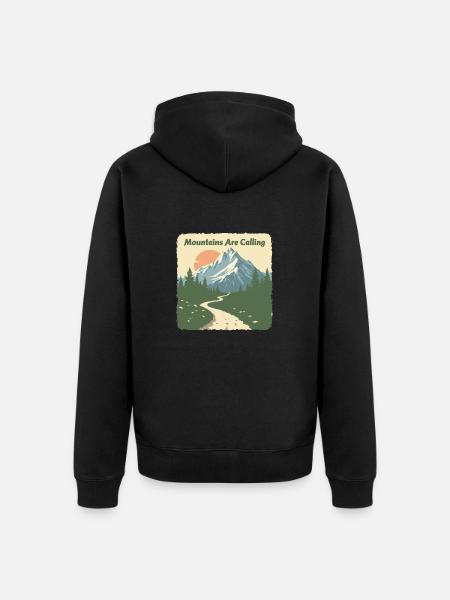 MOUNTAINS ARE CALLING - Unisex Premium Organic Zip Hoodie - black
