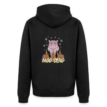 Moo Deng Mignon Hippopotame Bébé Animal - Veste à capuche bio Premium Unisexe - noir - Dos - Nico (187cm)