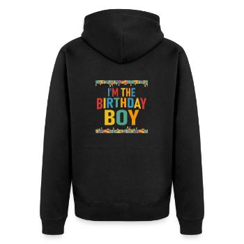 I'm the Birthday Boy Block Building Party Graphic - Unisex Premium Bio Zip Hoodie - Schwarz - Hinten - Nico (187cm)
