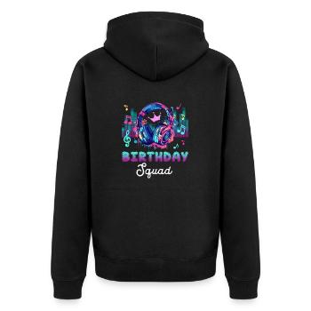 Music Lover's Birthday Squad Party Fun Graphic - Unisex Premium Bio Zip Hoodie - Schwarz - Hinten - Nico (187cm)