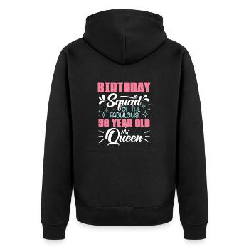 Celebrating 50th Birthday with the Fabulous Queen - Unisex Premium Bio Zip Hoodie - Schwarz - Hinten - Nico (187cm)
