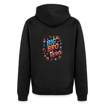BIG BRO - Unisex Premium Organic Zip Hoodie - black - Back - Nico (187cm)