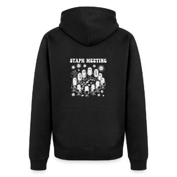 Staphylokokken treffen Mikrobiologie, Mikrobiologe und Bakterien - Unisex Premium Bio Zip Hoodie - Schwarz - Hinten - Nico (187cm)