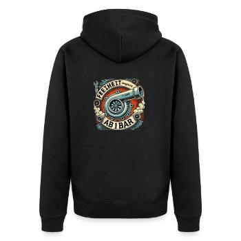 Freiheit beginnt ab ein Bar - Unisex Premium Bio Zip Hoodie - Schwarz - Hinten - Nico (187cm)
