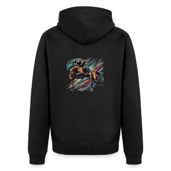 show jumpers - Unisex Premium Organic Zip Hoodie - black - Back - Nico (187cm)