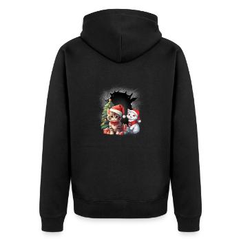Weihnachtsmann Nikolaus Katzen Katze Kätzchen Kind - Unisex Premium Bio Zip Hoodie - Schwarz - Hinten - Nico (187cm)