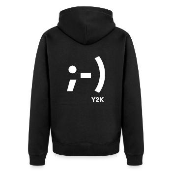 Y2K blanc clignotant sourire - Veste à capuche bio Premium Unisexe - noir - Dos - Nico (187cm)