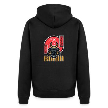 Ronin Samurai - Unisex Premium Organic Zip Hoodie - black - Back - Nico (187cm)