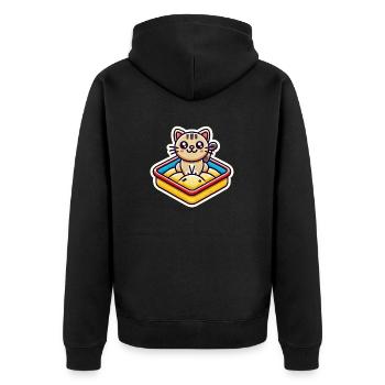 Chat mignon assis dans le bac à sable Style Patch - Veste à capuche bio Premium Unisexe - noir - Dos - Nico (187cm)