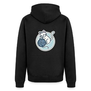 Mignon chaton blanc jouant avec un fil - Veste à capuche bio Premium Unisexe - noir - Dos - Nico (187cm)