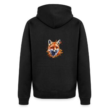 Herbst-Aquarell-Fuchs - Unisex Premium Bio Zip Hoodie - Schwarz - Hinten - Nico (187cm)