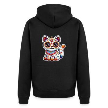 Mignon chat mexicain crâne en sucre en costume d’Halloween - Veste à capuche bio Premium Unisexe - noir - Dos - Nico (187cm)