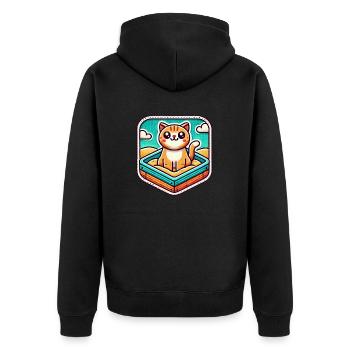 Chat mignon assis dans le bac à sable - Veste à capuche bio Premium Unisexe - noir - Dos - Nico (187cm)