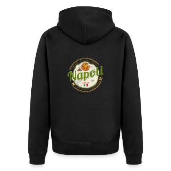 Neapel Italien Vesuv und Pizza Vintage Souvenir - Unisex Premium Bio Zip Hoodie - Schwarz - Hinten - Nico (187cm)