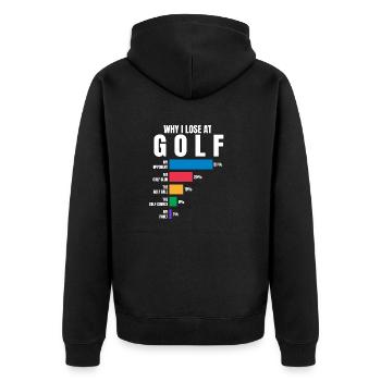 Why I lose at Golf - Unisex Premium Organic Zip Hoodie - black - Back - Nico (187cm)