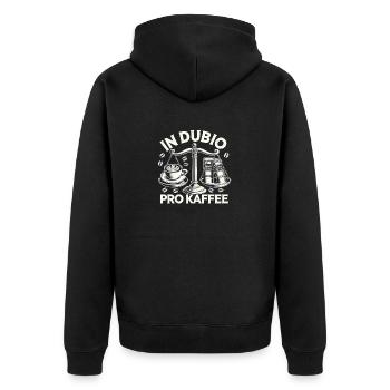 In dubio pro Kaffee - Unisex Premium Bio Zip Hoodie - Schwarz - Hinten - Nico (187cm)