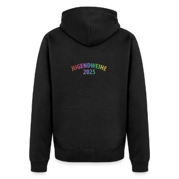 Jugendweihe 2025 - Unisex Premium Bio Zip Hoodie - Schwarz - Hinten - Nico (187cm)