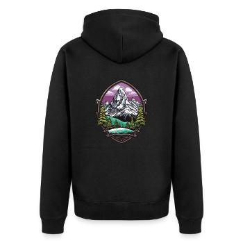 Berge Mountains - Unisex Premium Bio Zip Hoodie - Schwarz - Hinten - Nico (187cm)