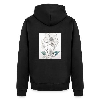 Minimalist Botanical Line Art – Elegant Flower Art - Unisex Premium Organic Zip Hoodie - black - Back - Nico (187cm)
