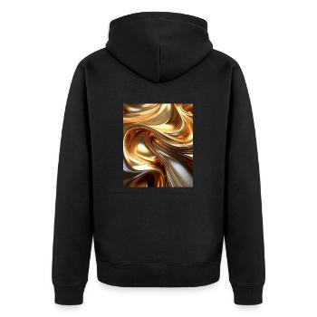 Golden Liquid Metal Waves – Modern Abstract Design - Unisex Premium Organic Zip Hoodie - black - Back - Nico (187cm)