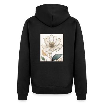 Elegant Floral Line Art – Minimalist Flower Design - Unisex Premium Organic Zip Hoodie - black - Back - Nico (187cm)