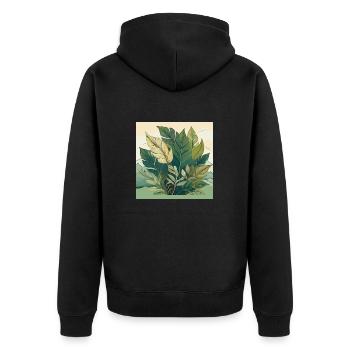 Colourful Floral Line Art with Vibrant Leaves - Unisex Premium Organic Zip Hoodie - black - Back - Nico (187cm)