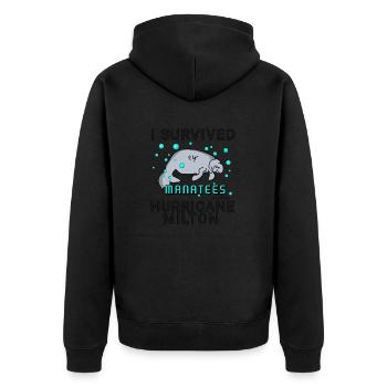 Ich habe den Hurrikan Milton überlebt Seekuh - Unisex Premium Bio Zip Hoodie - Schwarz - Hinten - Nico (187cm)