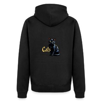 Majestic Black Cat Portrait Majestic - Unisex Premium Organic Zip Hoodie - black - Back - Nico (187cm)