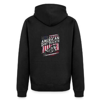 Motard américain de flat track - Veste à capuche bio Premium Unisexe - noir - Dos - Nico (187cm)