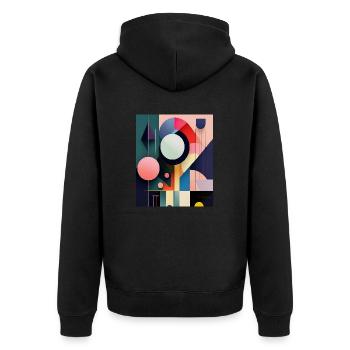 Bold Abstract Geometric Shapes – Modern Art Design - Unisex Premium Organic Zip Hoodie - black - Back - Nico (187cm)