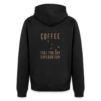 coffee fuel for sky exploration - Unisex Premium Organic Zip Hoodie - black - Back - Nico (187cm)