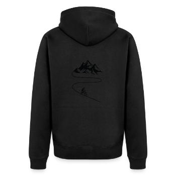Mountainbike Sport - Unisex Premium Bio Zip Hoodie - Schwarz - Hinten - Nico (187cm)