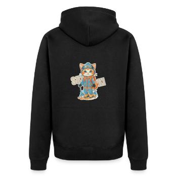 Adorable Skiing Kitty Adventure - Unisex Premium Organic Zip Hoodie - black - Back - Nico (187cm)