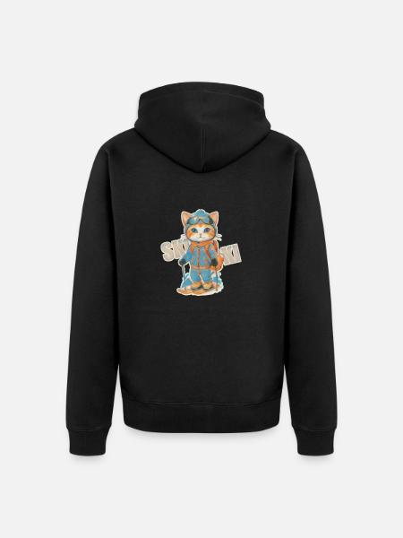 Adorable Skiing Kitty Adventure - Unisex Premium Organic Zip Hoodie - black