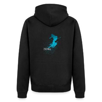 Ischgl Skiers Silhouette Ischgl Skis - Unisex Premium Organic Zip Hoodie - black - Back - Nico (187cm)