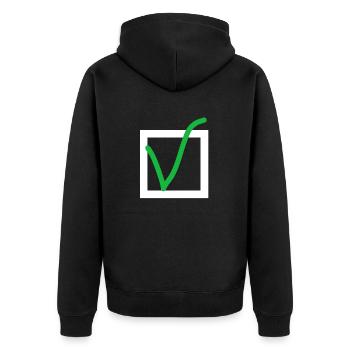 Abhaken - Unisex Premium Bio Zip Hoodie - Schwarz - Hinten - Nico (187cm)